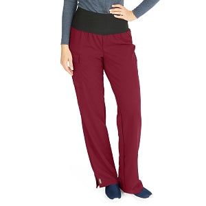 Medline Ocean Ave Women's Stretch Fabric Support Waistband Scrub Pants - Ocean ave Women's Support Waistband Scrub Pants with Cargo Pocket, Size S Regular Inseam, Wine - 5560WNES