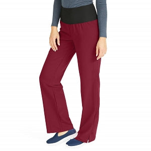 Medline Ocean Ave Women's Stretch Fabric Support Waistband Scrub Pants - Ocean ave Women's Support Waistband Scrub Pants with Cargo Pocket, Size XL Tall Inseam, Wine - 5560WNEXLT