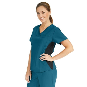 Medline Michigan ave Women's Yoga-Style Stretch Scrub Top with 1 Pocket - Michigan ave Women's Yoga-Style Stretch Scrub Top with 1 Pocket, Size L, Caribbean Blue - 5564CRBL