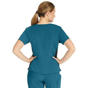 Medline Michigan ave Women's Yoga-Style Stretch Scrub Top with 1 Pocket - Michigan ave Women's Yoga-Style Stretch Scrub Top with 1 Pocket, Size L, Caribbean Blue - 5564CRBL