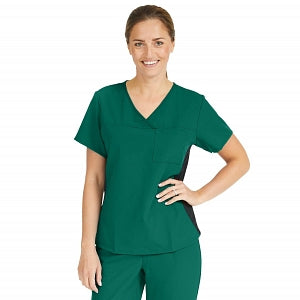 Medline Michigan ave Women's Yoga-Style Stretch Scrub Top with 1 Pocket - Michigan ave Women's Yoga-Style Stretch Scrub Top with 1 Pocket, Size L, Hunter Green - 5564HTRL
