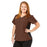 Medline California ave Women's Yoga-Style Stretch Scrub Top with Pockets - California Ave Scrub Top, Yoga with Pockets, Chocolate, Size XS - 5565CHCXS