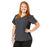 Medline California ave Women's Yoga-Style Stretch Scrub Top with Pockets - California Ave Scrub Top, Yoga with Pockets, Charcoal, Size L - 5565CHRL