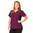 Medline California ave Women's Yoga-Style Stretch Scrub Top with Pockets - California Ave Scrub Top, Yoga with Pockets, Wine, Size S - 5565WNES