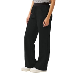 Medline Pacific ave Women's Stretch Fabric Wide Waistband Scrub Pants - Pacific ave Women's Wide Waistband Scrub Pants with Cargo Pocket, Size L Regular Inseam, Black - 5570BLKL