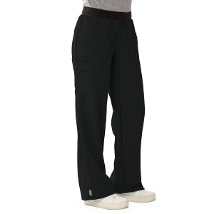 Medline Pacific ave Women's Stretch Fabric Wide Waistband Scrub Pants - Pacific ave Women's Wide Waistband Scrub Pants with Cargo Pocket, Size L Regular Inseam, Black - 5570BLKL