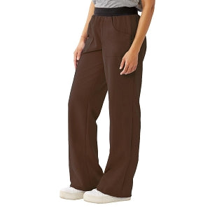 Medline Pacific ave Women's Stretch Fabric Wide Waistband Scrub Pants - Pacific ave Women's Wide Waistband Scrub Pants with Cargo Pocket, Size XL Regular Inseam, Chocolate - 5570CHCXL