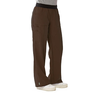 Medline Pacific ave Women's Stretch Fabric Wide Waistband Scrub Pants - Pacific ave Women's Wide Waistband Scrub Pants with Cargo Pocket, Size 2XL Petite Inseam, Chocolate - 5570CHCXXLP