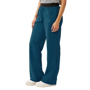 Medline Pacific ave Women's Stretch Fabric Wide Waistband Scrub Pants - Pacific ave Women's Wide Waistband Scrub Pants with Cargo Pocket, Size XXS Regular Inseam, Caribbean Blue - 5570CRBXXS