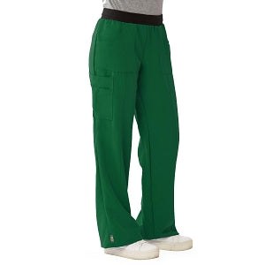 Medline Pacific ave Women's Stretch Fabric Wide Waistband Scrub Pants - Pacific ave Women's Wide Waistband Scrub Pants with Cargo Pocket, Size XXS Petite Inseam, Hunter Green - 5570HTRXXSP