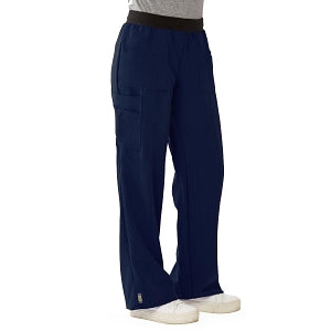 Medline Pacific ave Women's Stretch Fabric Wide Waistband Scrub Pants - Pacific ave Women's Wide Waistband Scrub Pants with Cargo Pocket, Size 3XL Petite Inseam, Navy - 5570NVYXXXLP