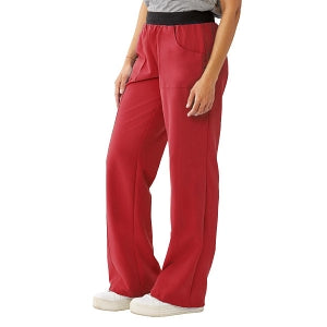 Medline Pacific ave Women's Stretch Fabric Wide Waistband Scrub Pants - Pacific ave Women's Wide Waistband Scrub Pants with Cargo Pocket, Size L Petite Inseam, Red - 5570REDLP