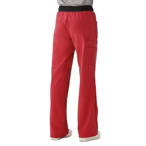 Medline Pacific ave Women's Stretch Fabric Wide Waistband Scrub Pants - Pacific ave Women's Wide Waistband Scrub Pants with Cargo Pocket, Size L Petite Inseam, Red - 5570REDLP