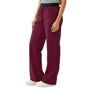 Medline Pacific ave Women's Stretch Fabric Wide Waistband Scrub Pants - Pacific ave Women's Wide Waistband Scrub Pants with Cargo Pocket, Size 2XL Petite Inseam, Wine - 5570WNEXXLP