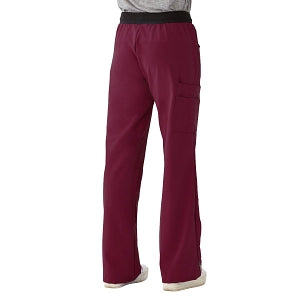 Medline Pacific ave Women's Stretch Fabric Wide Waistband Scrub Pants - Pacific ave Women's Wide Waistband Scrub Pants with Cargo Pocket, Size 3XL Petite Inseam, Wine - 5570WNEXXXLP