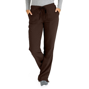 Medline Melrose ave Women's Stretch Fabric Boot Cut Scrub Pants - Melrose ave Women's Drawstring / Elastic Waist Boot Cut Scrub Pants with 3 Pockets, Size S Regular Inseam, Chocolate - 5580CHCS