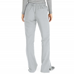 Medline Melrose ave Women's Stretch Fabric Boot Cut Scrub Pants - Melrose ave Women's Drawstring / Elastic Waist Boot Cut Scrub Pants with 3 Pockets, Size L Petite Inseam, Light Gray - 5580GRYLP