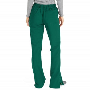 Medline Melrose ave Women's Stretch Fabric Boot Cut Scrub Pants - Melrose ave Women's Drawstring / Elastic Waist Boot Cut Scrub Pants with 3 Pockets, Size S Petite Inseam, Hunter Green - 5580HTRSP