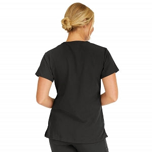 Medline Berkeley ave Women's Stretch Fabric Tunic Scrub Top with Pockets - Berkeley ave Women's Tunic Scrub Top with 3 Pockets, Size XS, Black - 5582BLKXS