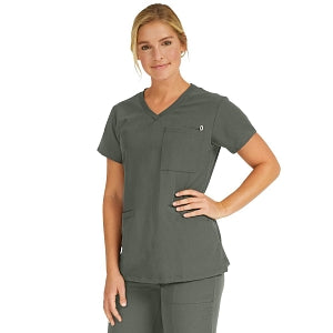 Medline Berkeley ave Women's Stretch Fabric Tunic Scrub Top with Pockets - Berkeley ave Women's Tunic Scrub Top with 3 Pockets, Size L, Olive - 5582OLVL