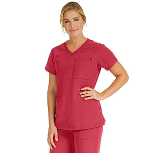 Medline Berkeley ave Women's Stretch Fabric Tunic Scrub Top with Pockets - Berkeley ave Women's Tunic Scrub Top with 3 Pockets, Size L, Red - 5582REDL