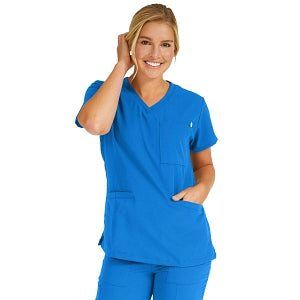 Medline Berkeley ave Women's Stretch Fabric Tunic Scrub Top with Pockets - Berkeley ave Women's Tunic Scrub Top with 3 Pockets, Size L, Royal Blue - 5582RYLL