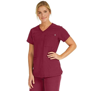 Medline Berkeley ave Women's Stretch Fabric Tunic Scrub Top with Pockets - Berkeley ave Women's Tunic Scrub Top with 3 Pockets, Size L, Wine - 5582WNEL