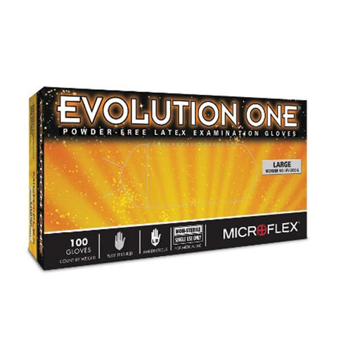 Microflex  Gloves Exam Evolution One PF Latex 9.5 in Lg Natural 100/Bx, 10 BX/CA (EV-2050-L)