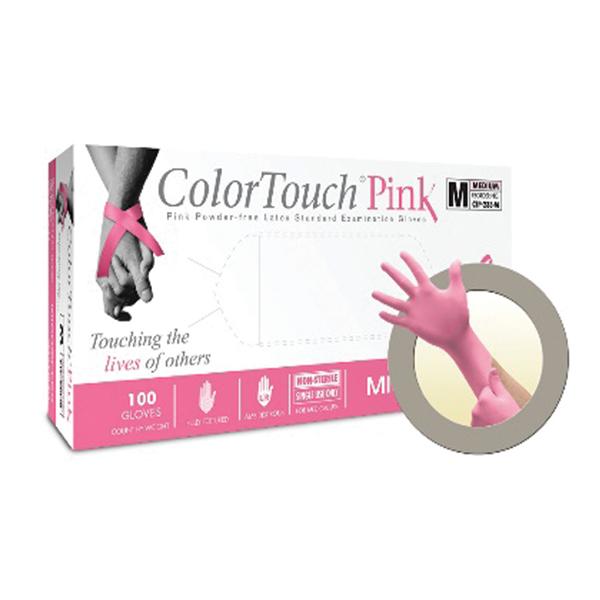 Microflex  Gloves Exam ColorTouch Powder-Free Latex 9.5 in Large Pink 100/Bx, 10 BX/CA (CTP-233-L)