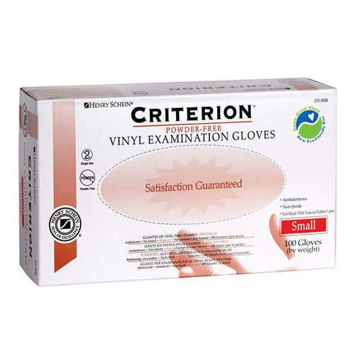 Henry Schein  Gloves Exam Criterion Powder-Free Vinyl Latex-Free Small 100/Bx, 10 BX/CA (5700088)