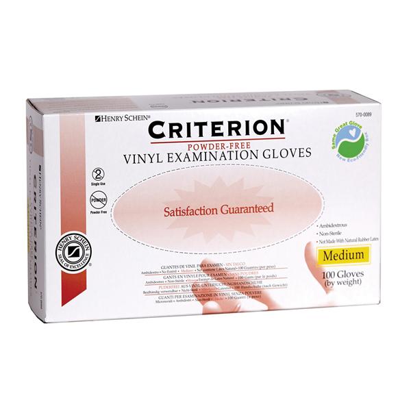 Henry Schein  Gloves Exam Criterion Powder-Free Vinyl Latex-Free Medium 100/Bx, 10 BX/CA (5700089)