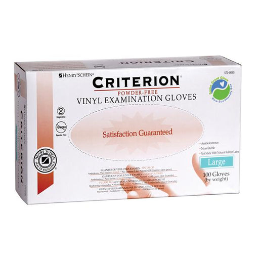 Henry Schein  Gloves Exam Criterion Powder-Free Vinyl Latex-Free Large 100/Bx, 10 BX/CA (5700090)