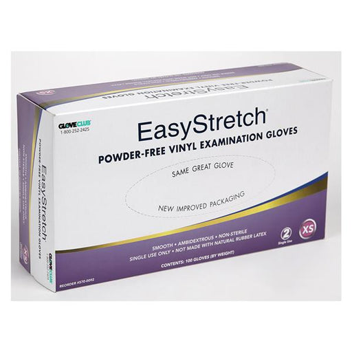 Glove Club Gloves Exam EasyStretch Powder-Free Vinyl Latex-Free XS 100/Bx, 20 BX/CA (5700092)