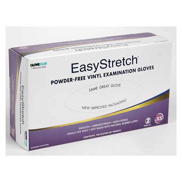Glove Club Gloves Exam EasyStretch Powder-Free Vinyl Latex-Free XS 100/Bx, 20 BX/CA (5700092)