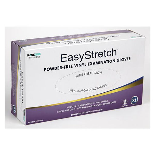 Glove Club Gloves Exam EasyStretch Powder-Free Vinyl Latex-Free XL 100/Bx, 20 BX/CA (5700096)
