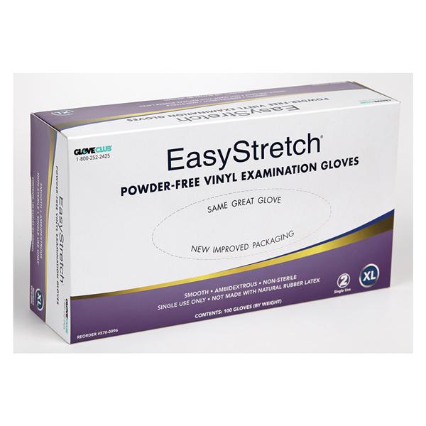 Glove Club Gloves Exam EasyStretch Powder-Free Vinyl Latex-Free XL 100/Bx, 20 BX/CA (5700096)