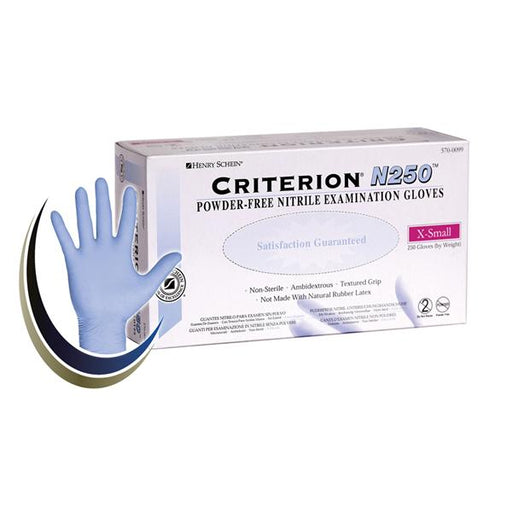 Henry Schein  Gloves Exam Criterion N250 PF Nitrile Latex-Free XS 250/Bx, 10 BX/CA (5700099)