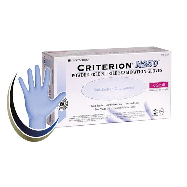 Henry Schein  Gloves Exam Criterion N250 PF Nitrile Latex-Free XS 250/Bx, 10 BX/CA (5700099)