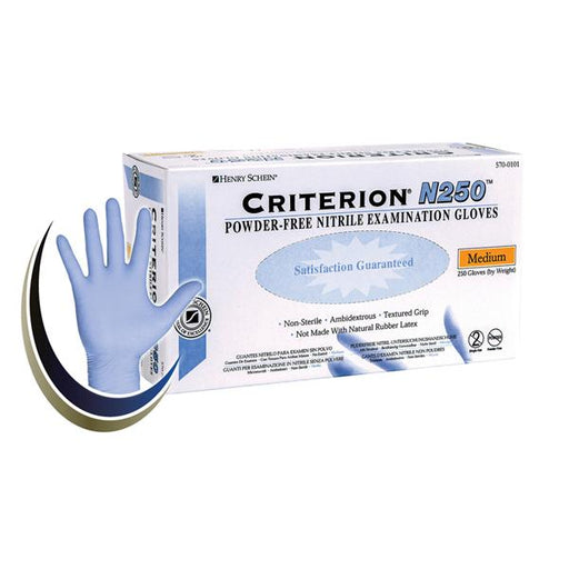 Henry Schein  Gloves Exam Criterion N250 PF Nitrile Latex-Free Md 250/Bx, 10 BX/CA (5700101)