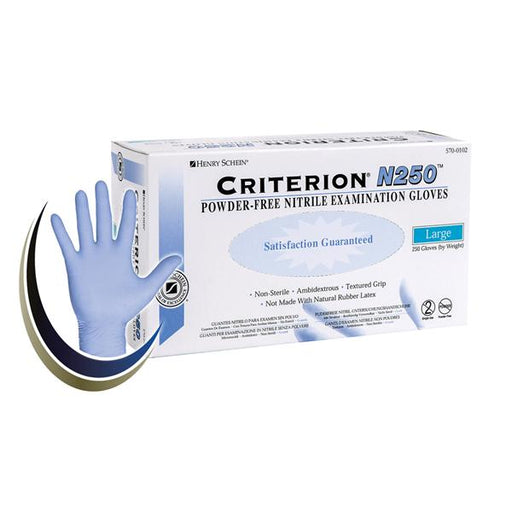 Henry Schein  Gloves Exam Criterion N250 PF Nitrile Latex-Free Lg 250/Bx, 10 BX/CA (5700102)