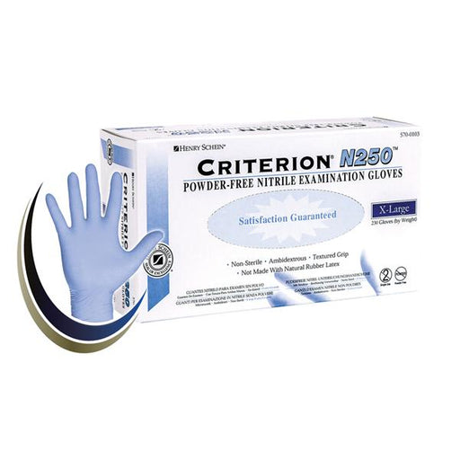 Henry Schein  Gloves Exam Criterion N250 PF Nitrile Latex-Free XL 230/Bx, 10 BX/CA (5700103)