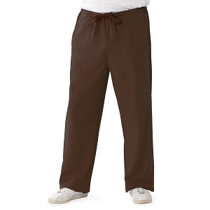 Medline Newport ave Unisex Stretch Fabric Scrub Pants with Drawstring - Newport ave Unisex Drawstring Waist Scrub Pants with 3 Pockets, Size 4XL Tall Inseam, Chocolate - 5900CHC4XLT