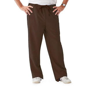 Medline Newport ave Unisex Stretch Fabric Scrub Pants with Drawstring - Newport ave Unisex Drawstring Waist Scrub Pants with 3 Pockets, Size S Tall Inseam, Chocolate - 5900CHCST