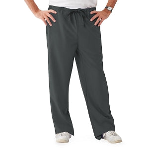 Medline Newport ave Unisex Stretch Fabric Scrub Pants with Drawstring - Newport ave Unisex Drawstring Waist Scrub Pants with 3 Pockets, Size L Regular Inseam, Charcoal - 5900CHRL