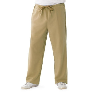 Medline Newport ave Unisex Stretch Fabric Scrub Pants with Drawstring - Newport ave Unisex Drawstring Waist Scrub Pants with 3 Pockets, Size M Regular Inseam, Khaki - 5900KHKM