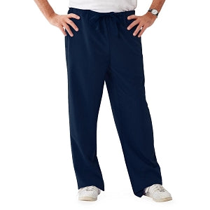Medline Newport ave Unisex Stretch Fabric Scrub Pants with Drawstring - Newport ave Unisex Drawstring Waist Scrub Pants with 3 Pockets, Size S Petite Inseam, Navy - 5900NVYSP