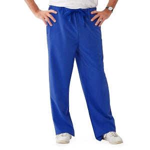 Medline Newport ave Unisex Stretch Fabric Scrub Pants with Drawstring - Newport ave Unisex Drawstring Waist Scrub Pants with 3 Pockets, Size 3XL Tall Inseam, Royal Blue - 5900RYLXXXLT