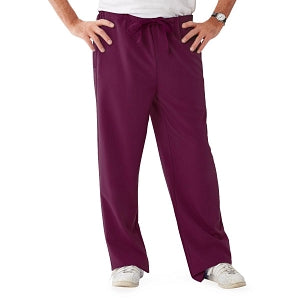 Medline Newport ave Unisex Stretch Fabric Scrub Pants with Drawstring - Newport ave Unisex Drawstring Waist Scrub Pants with 3 Pockets, Size 2XL Tall Inseam, Wine - 5900WNEXXLT