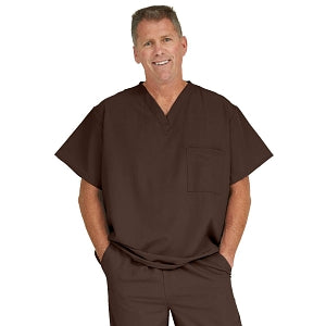 Medline Fifth ave Unisex Stretch Fabric V-Neck Scrub Top with 1 Pocket - Fifth ave Unisex V-Neck Scrub Top with 1 Pocket, Size M, Chocolate - 5910CHCM