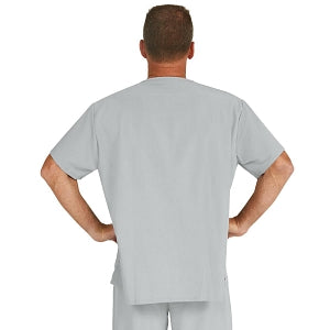 Medline Fifth ave Unisex Stretch Fabric V-Neck Scrub Top with 1 Pocket - Fifth ave Unisex V-Neck Scrub Top with 1 Pocket, Size 3XL, Light Gray - 5910GRYXXXL
